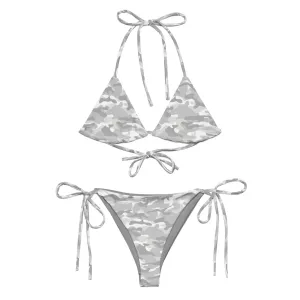 Grey Camouflage Eco String Bikini