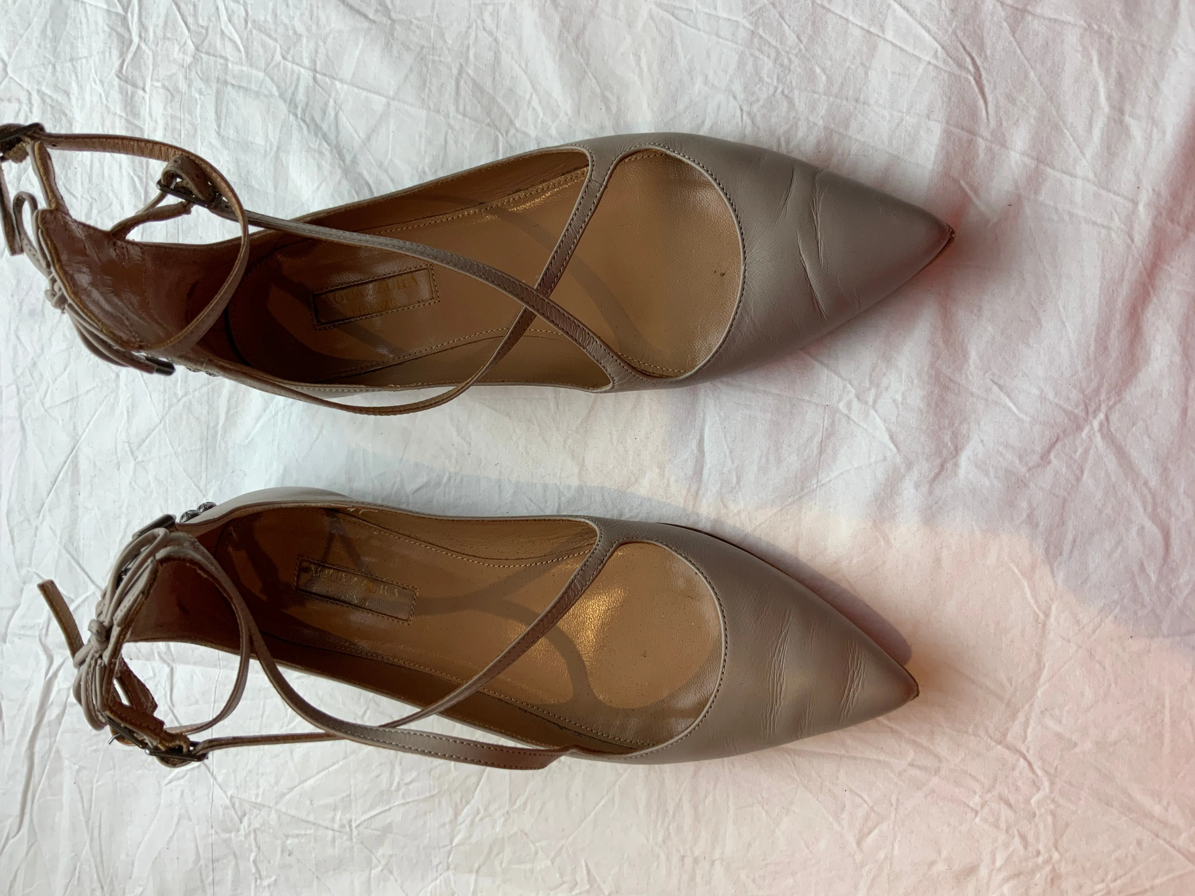 Grey Leather Aquazzura Women's Ballet Flats shoes flats Size 35 UK 2 US 5 ladies