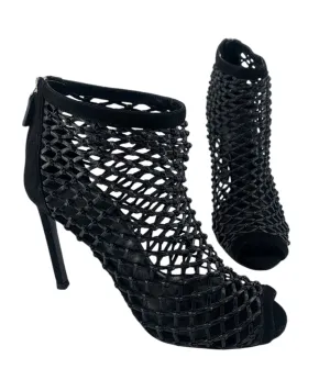 Gucci Black Eline Leather Cage Stiletto Booties