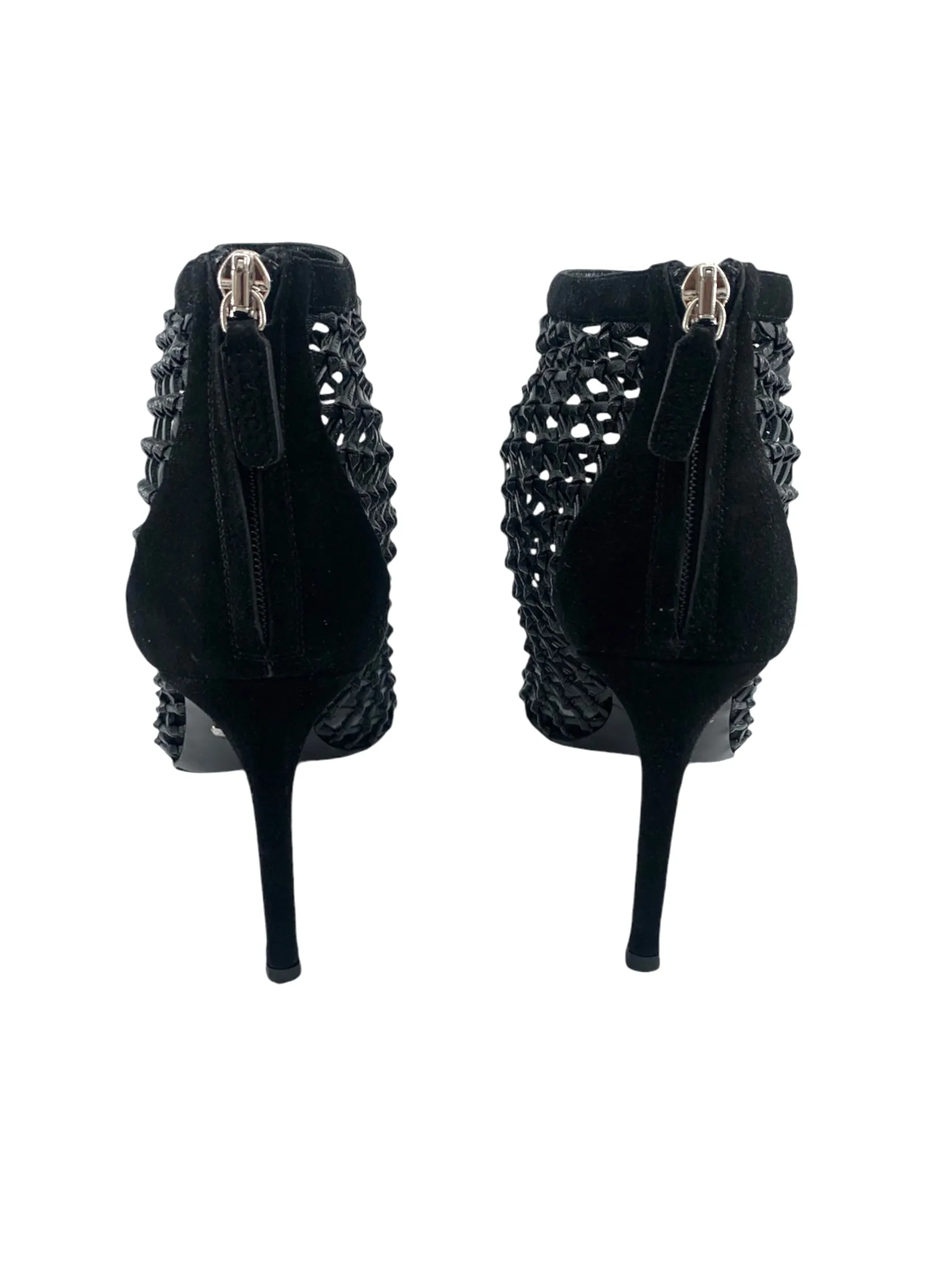 Gucci Black Eline Leather Cage Stiletto Booties