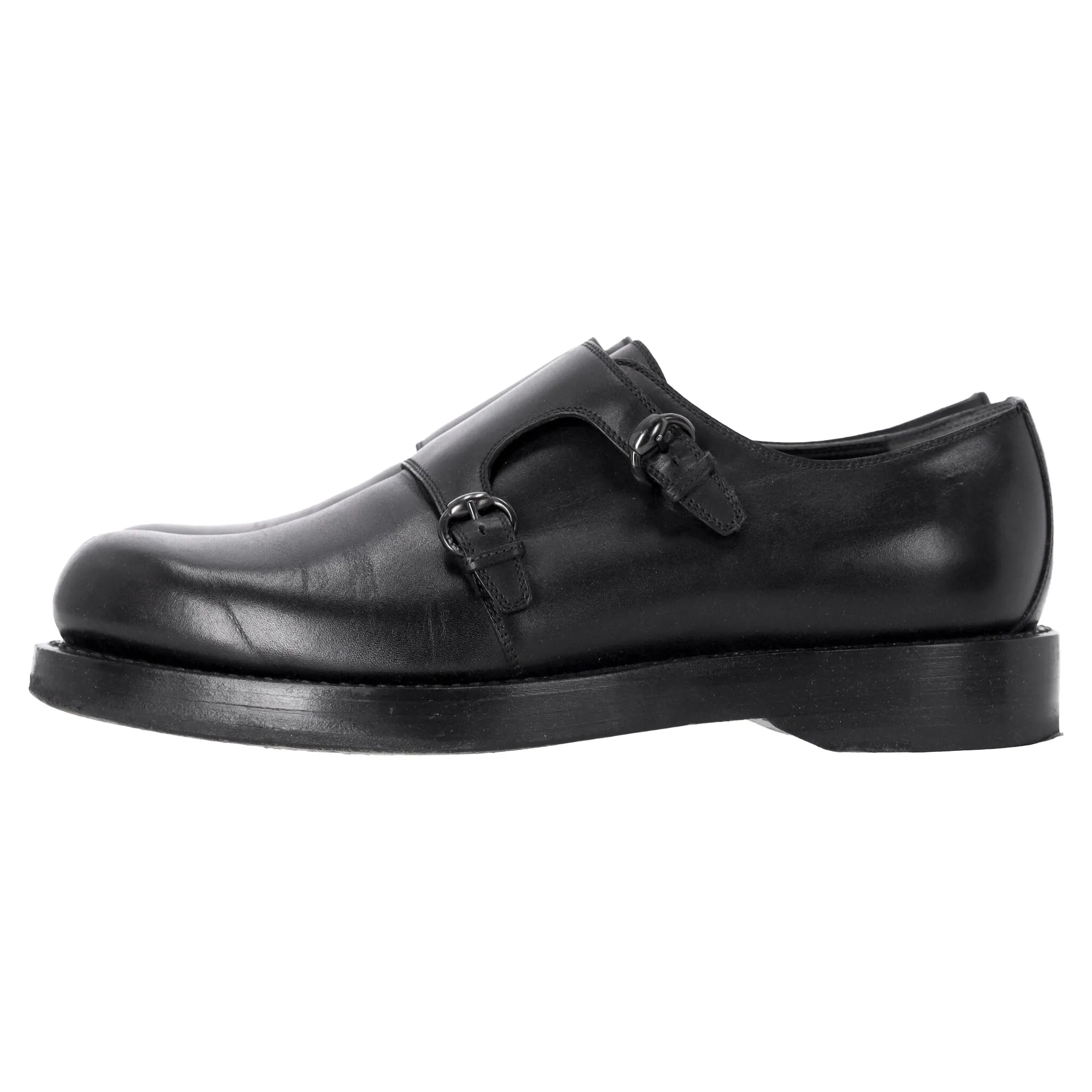 Gucci Double Monk Oxford Shoes in Black Leather