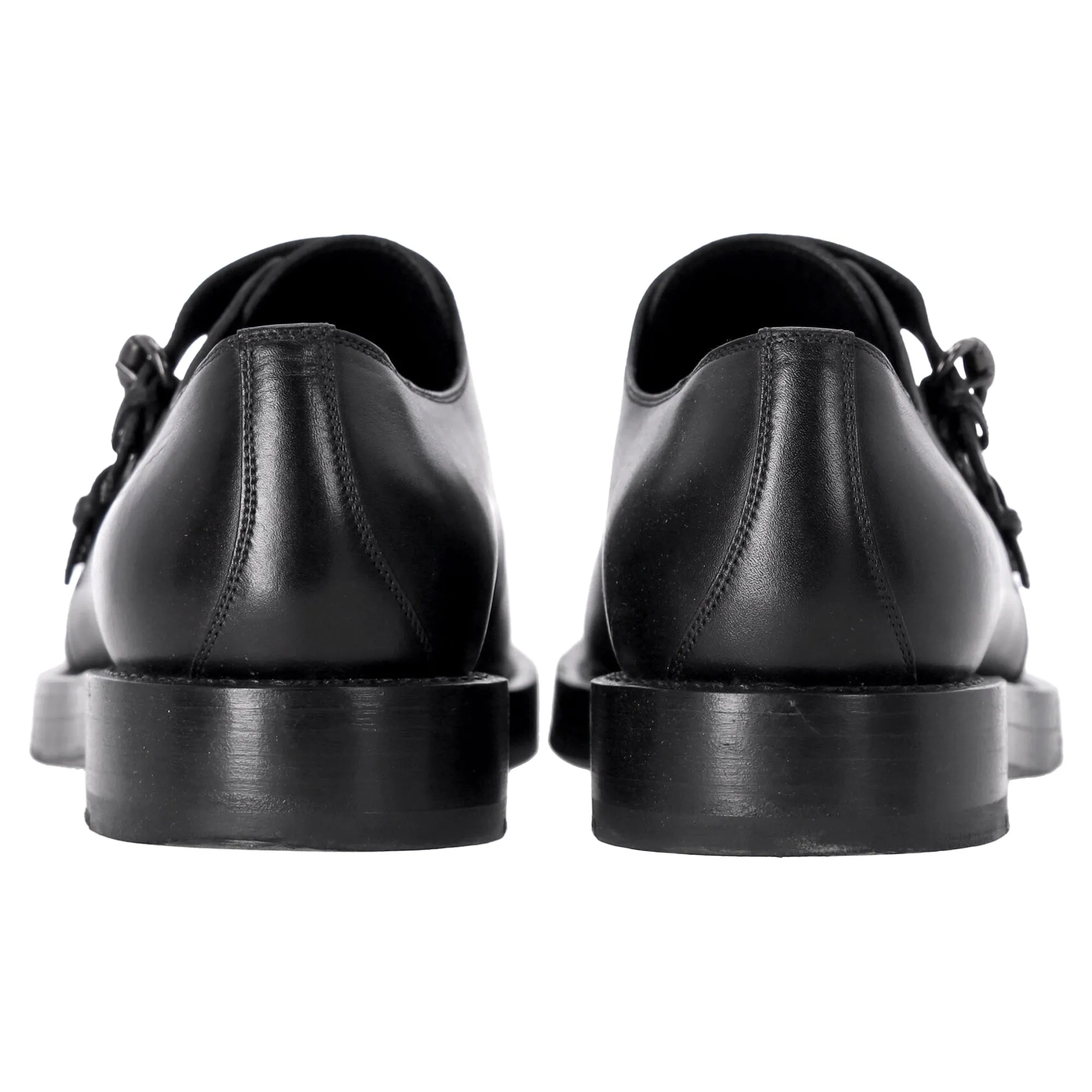 Gucci Double Monk Oxford Shoes in Black Leather