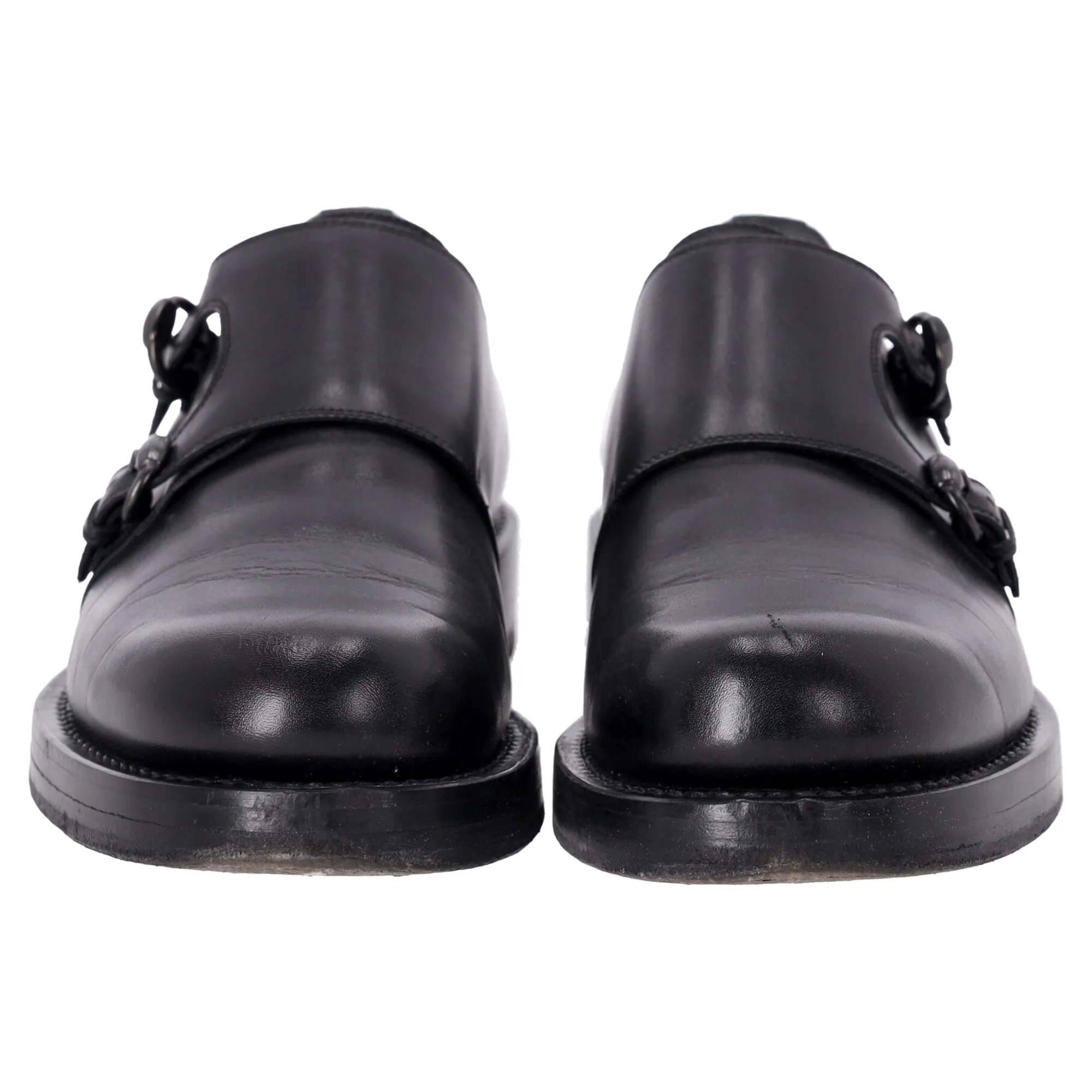 Gucci Double Monk Oxford Shoes in Black Leather