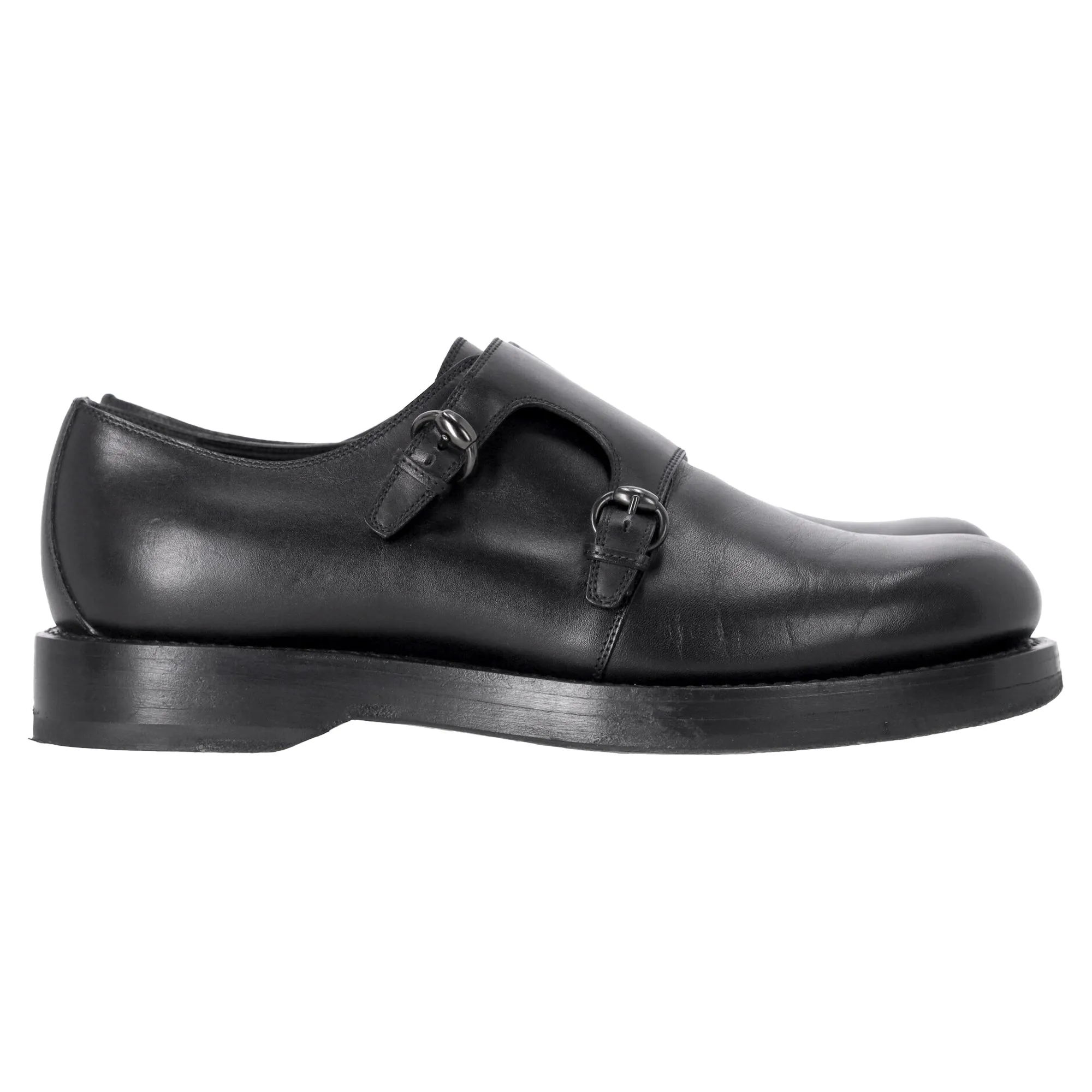 Gucci Double Monk Oxford Shoes in Black Leather