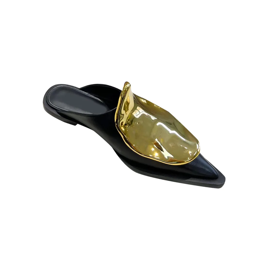 HAGUH Metal Embellished Flat Slippers Slides