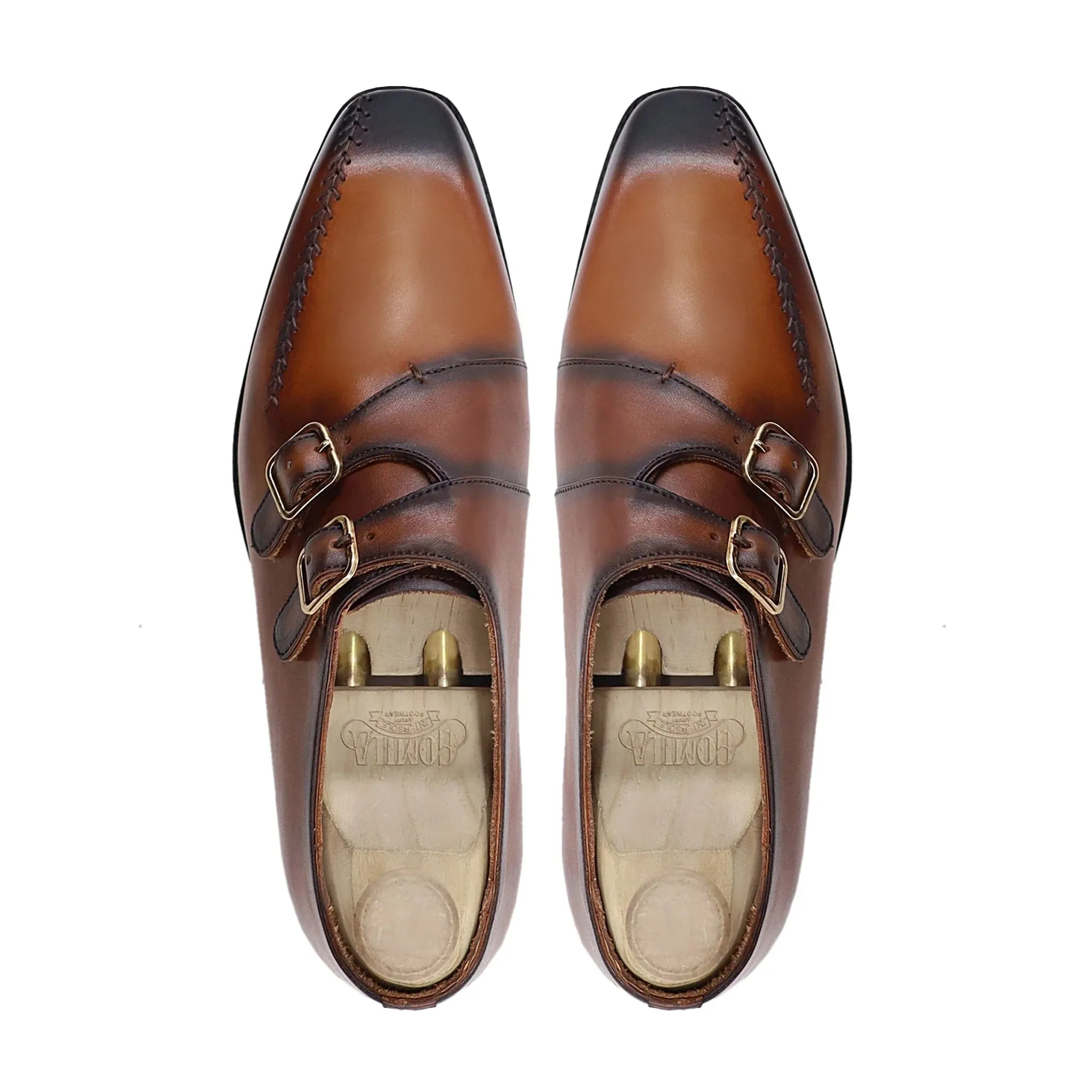 Handmade Custom Men's Leather Double Monkstrap Shoes