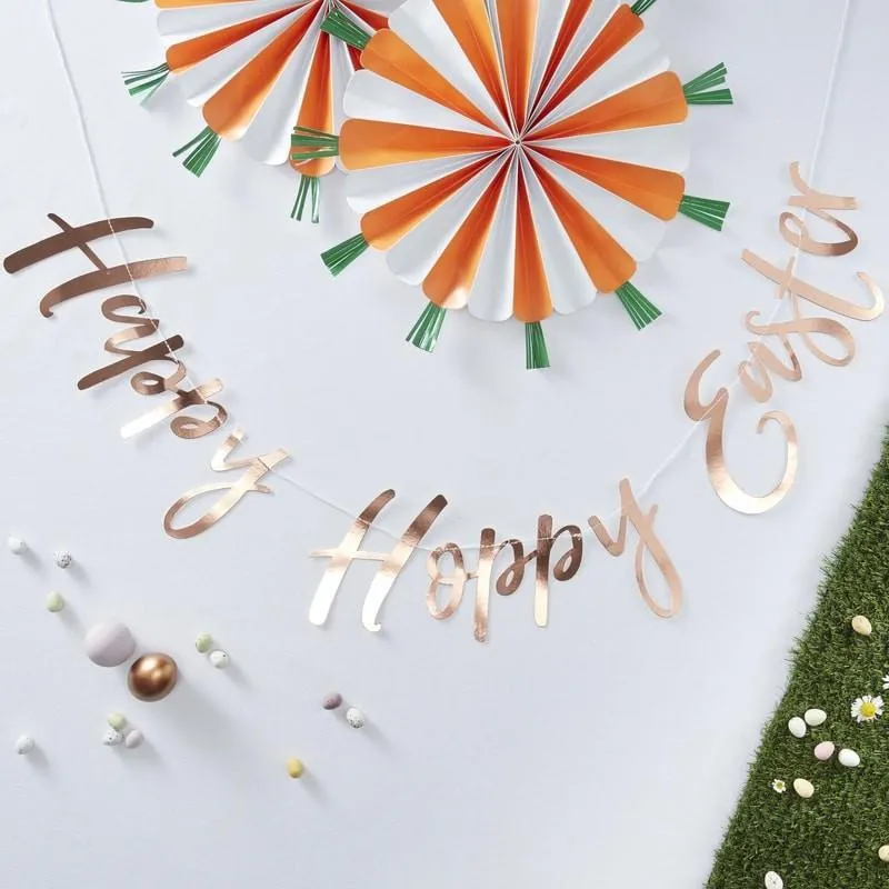 Happy Hoppy Easter Banner - Rose Gold