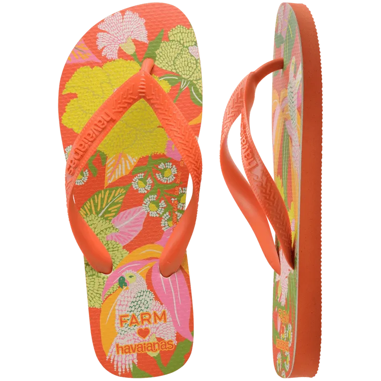 HAVAIANAS Farm Rio Neon Florals sandal - sunset orange