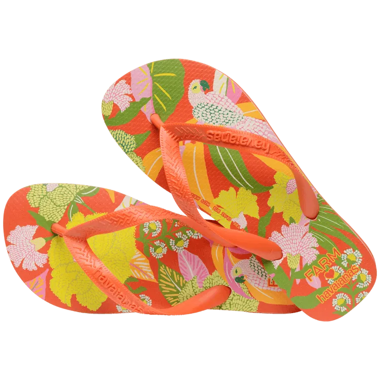 HAVAIANAS Farm Rio Neon Florals sandal - sunset orange