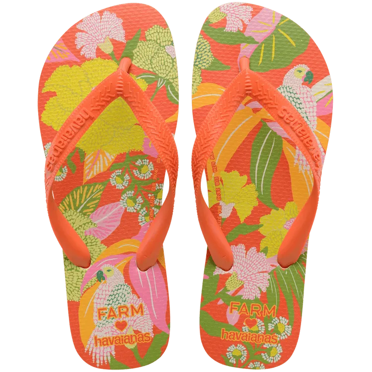 HAVAIANAS Farm Rio Neon Florals sandal - sunset orange