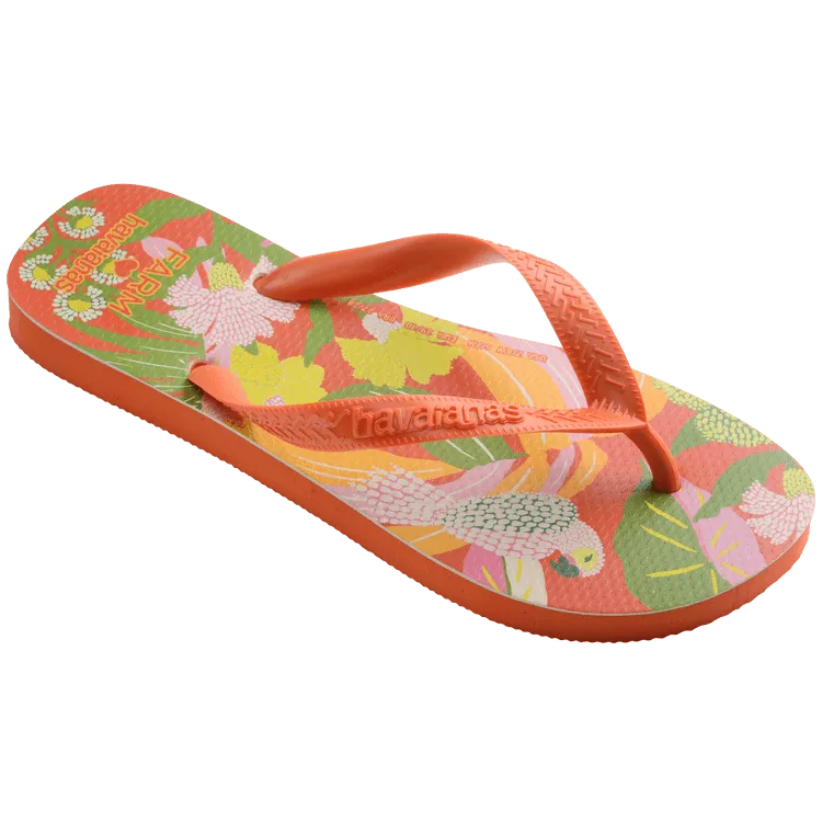 HAVAIANAS Farm Rio Neon Florals sandal - sunset orange