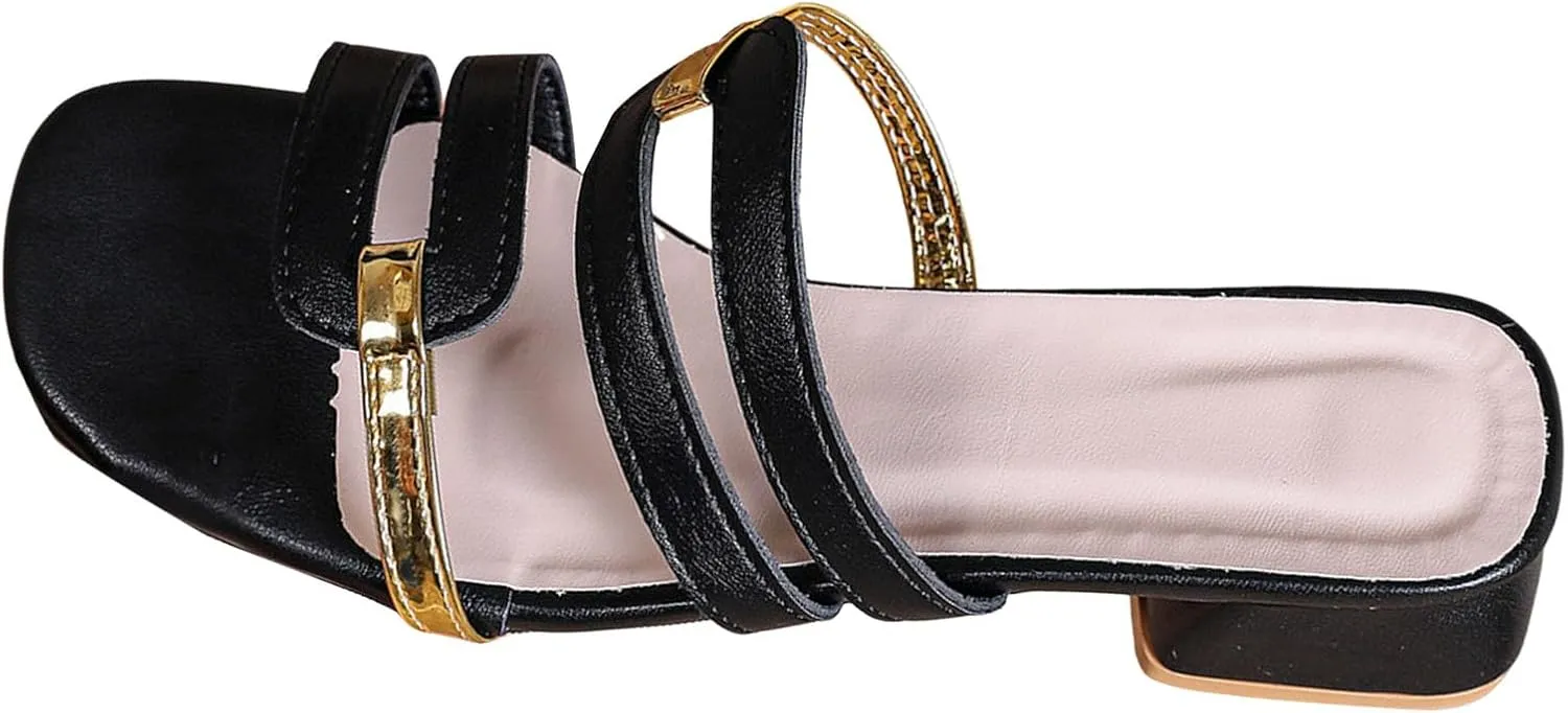 Heels Strappy Party Shoes Low Heeled Women's Hollow Shoes Fashionable and Casual Open Heeled Fish Mouth Color Matching