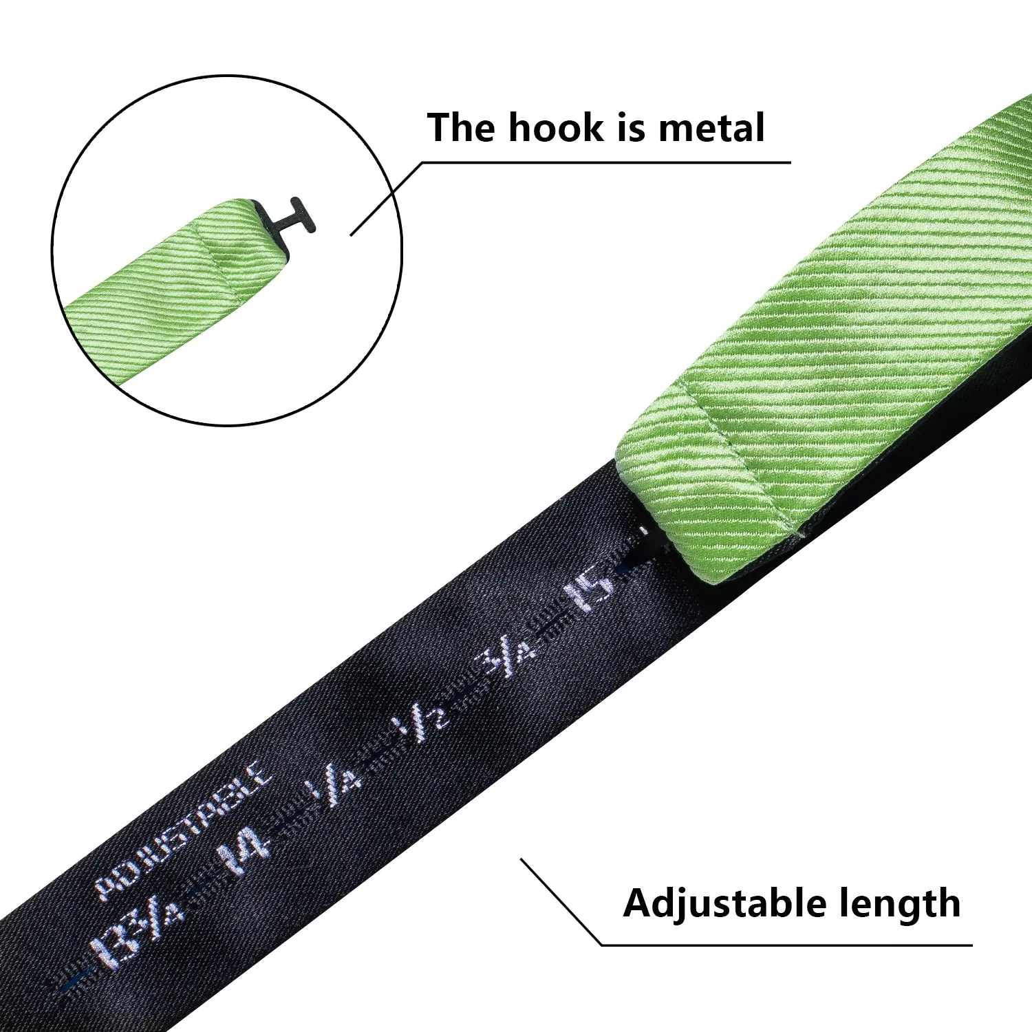 Hi-Tie Apple Green Striped Silk Self-tied Bow Tie Hanky Cufflinks Set