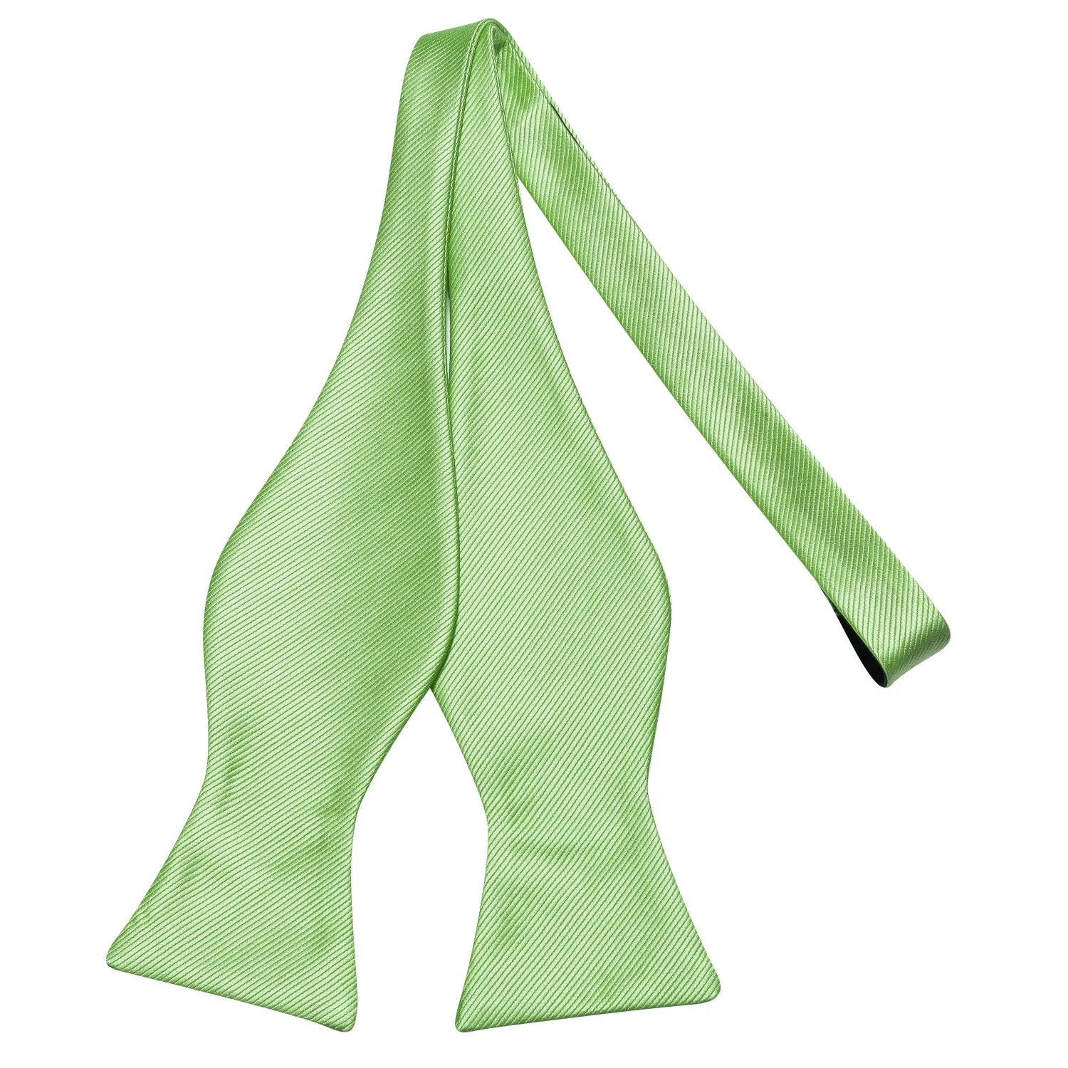 Hi-Tie Apple Green Striped Silk Self-tied Bow Tie Hanky Cufflinks Set