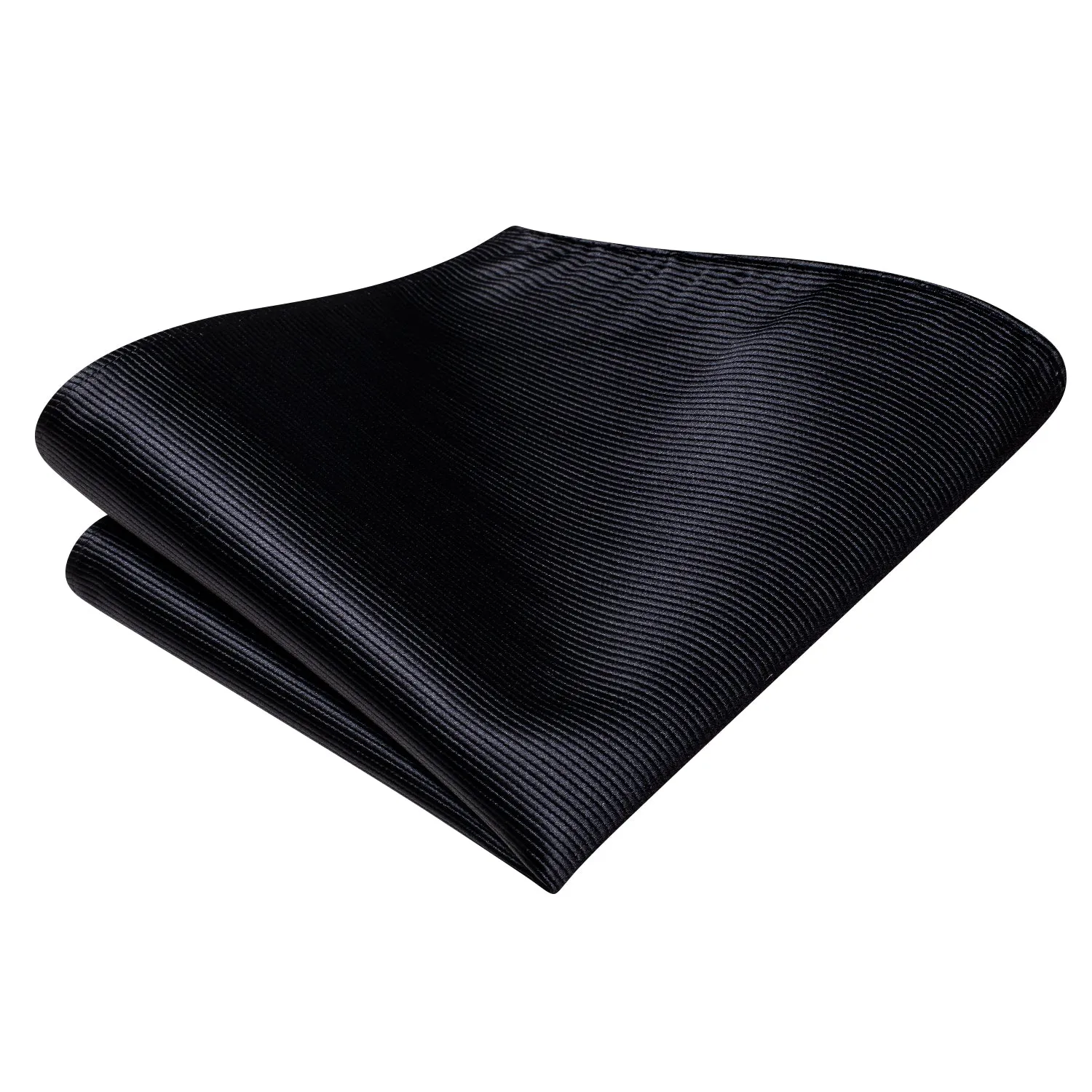 Hi-Tie Black Striped Silk Self-tied Bow Tie Pocket Square Cufflink Set