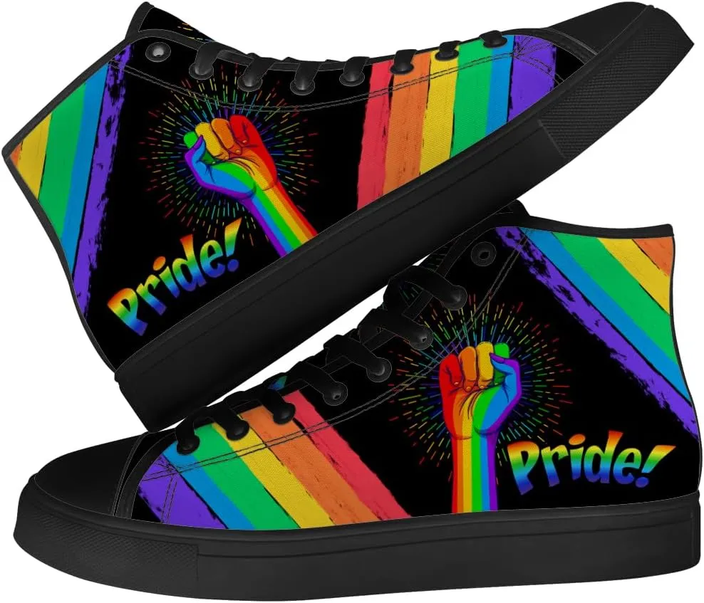 High Top Shoes for Men Women LGBT High Top Canvas Sneakers Casual Shoes Gifts for Boyfriend Girlfriend