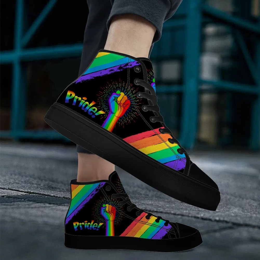 High Top Shoes for Men Women LGBT High Top Canvas Sneakers Casual Shoes Gifts for Boyfriend Girlfriend