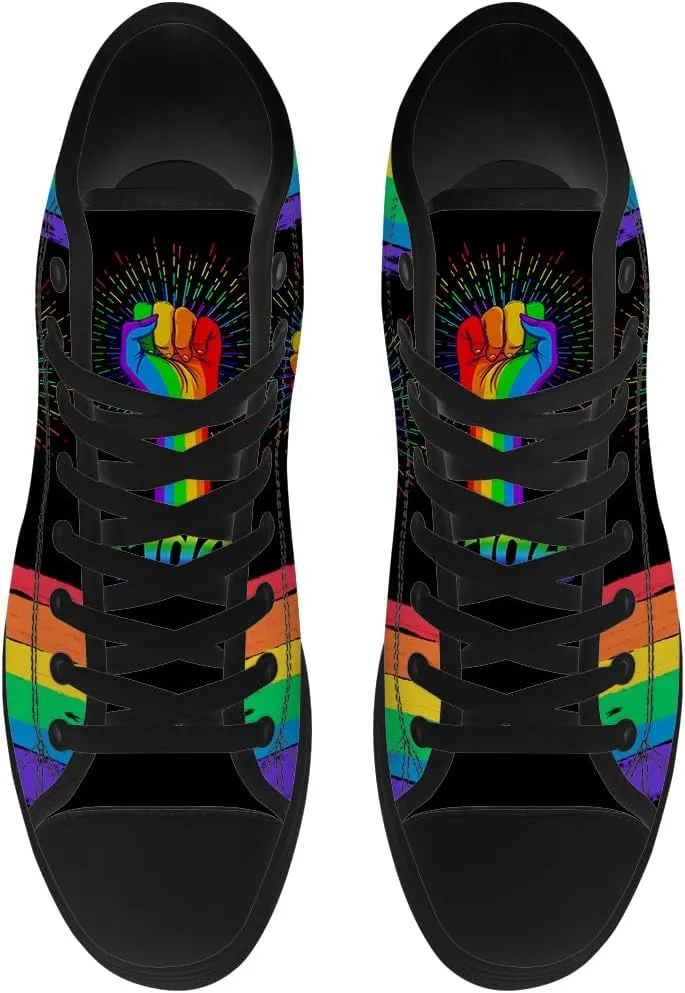 High Top Shoes for Men Women LGBT High Top Canvas Sneakers Casual Shoes Gifts for Boyfriend Girlfriend