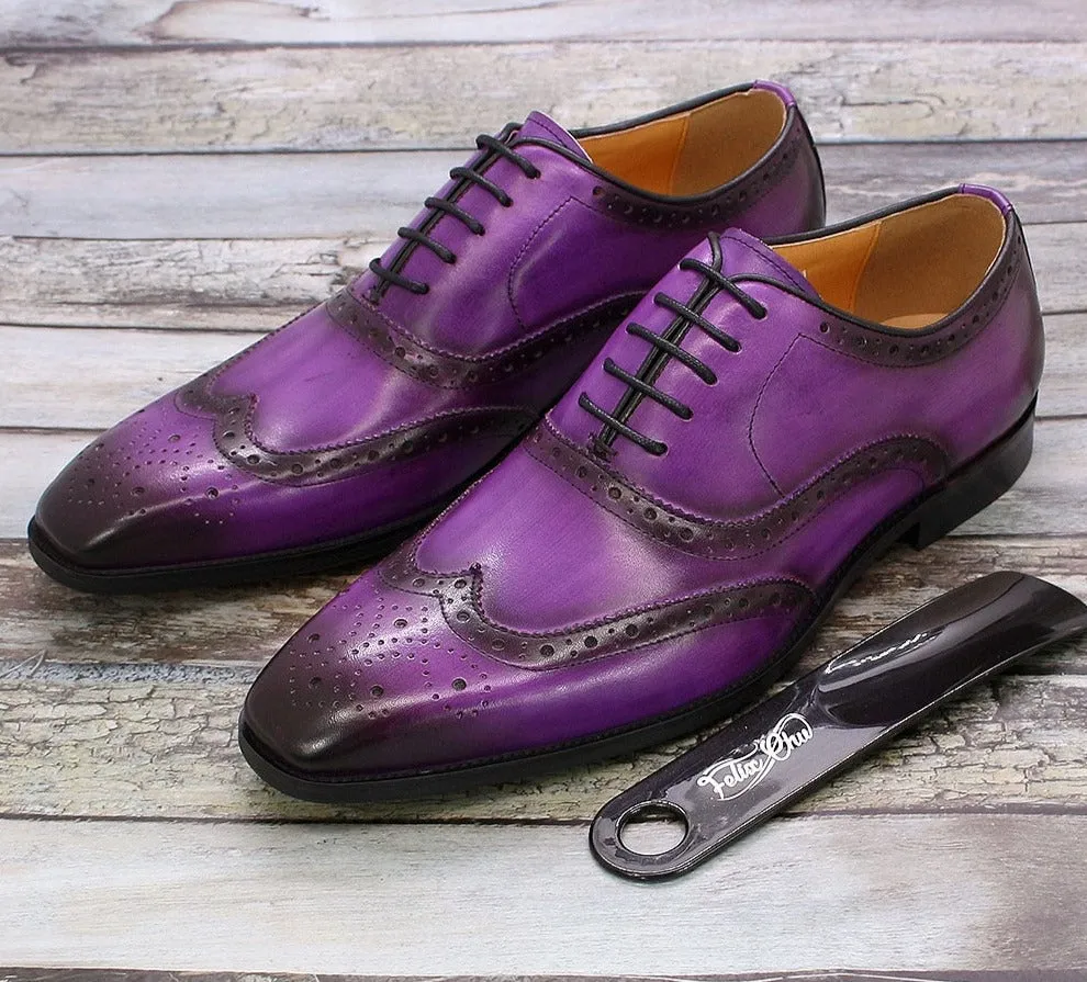Hnzxzm Big Size 6-13 Luxury Men Dress Shoes Genuine Calf Leather Oxford Shoes for Men Wingtip Brogue Comfortable Mens Formal Shoes Male