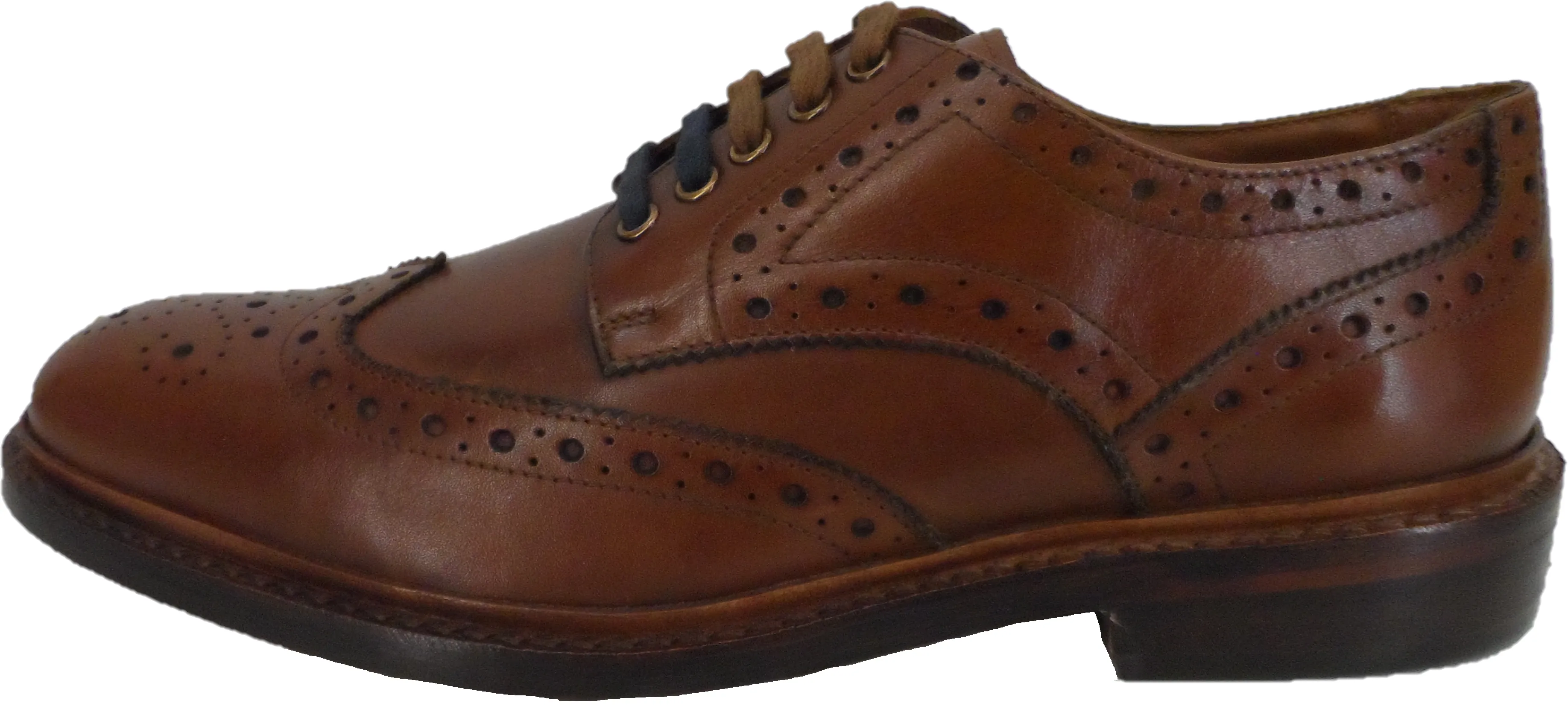 Ikon Original Tan Retro Mod All Leather Brogue Shoes