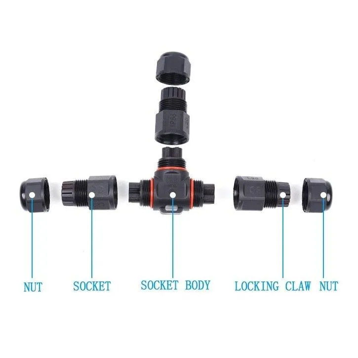 IP68 Waterproof Connector T-Type TL20 2/3 Pin Electrical Terminal Adapter Wire Connector