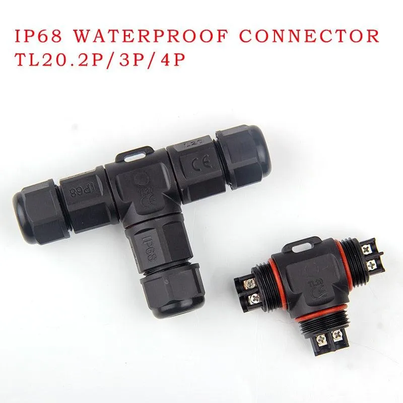 IP68 Waterproof Connector T-Type TL20 2/3 Pin Electrical Terminal Adapter Wire Connector
