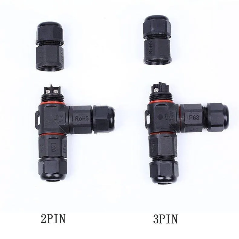 IP68 Waterproof Connector T-Type TL20 2/3 Pin Electrical Terminal Adapter Wire Connector