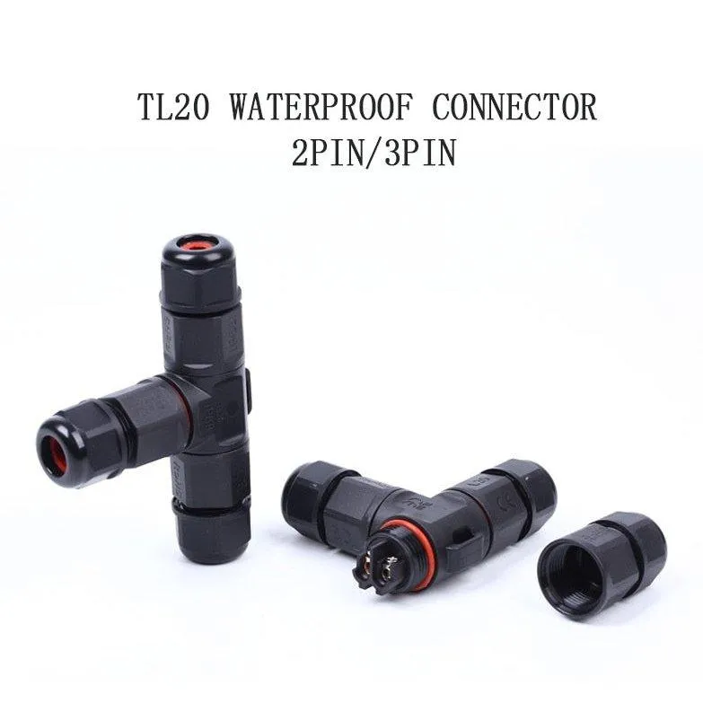 IP68 Waterproof Connector T-Type TL20 2/3 Pin Electrical Terminal Adapter Wire Connector