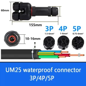 IP68 Waterproof Connector Y-type UM25 3/4/5 Pin Electrical Terminal Adapter Wire Connector