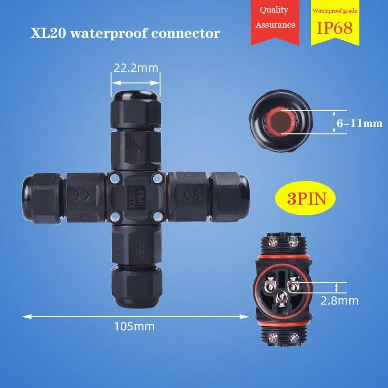 IP68 Waterproof Connector Y-type UM25 3/4/5 Pin Electrical Terminal Adapter Wire Connector
