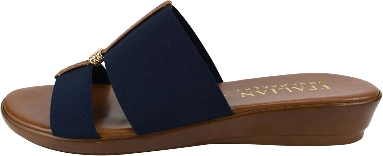 ITALIAN Shoemakers Women's Sofy Wedge Sandal, Comfort Casual Open Toe  Made in Italy, 1.5" Heel