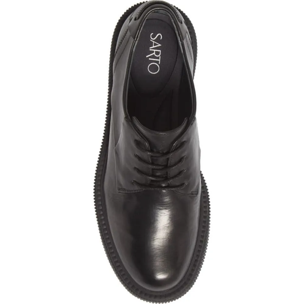 Jaci Black Leather Franco Sarto Oxford Flats