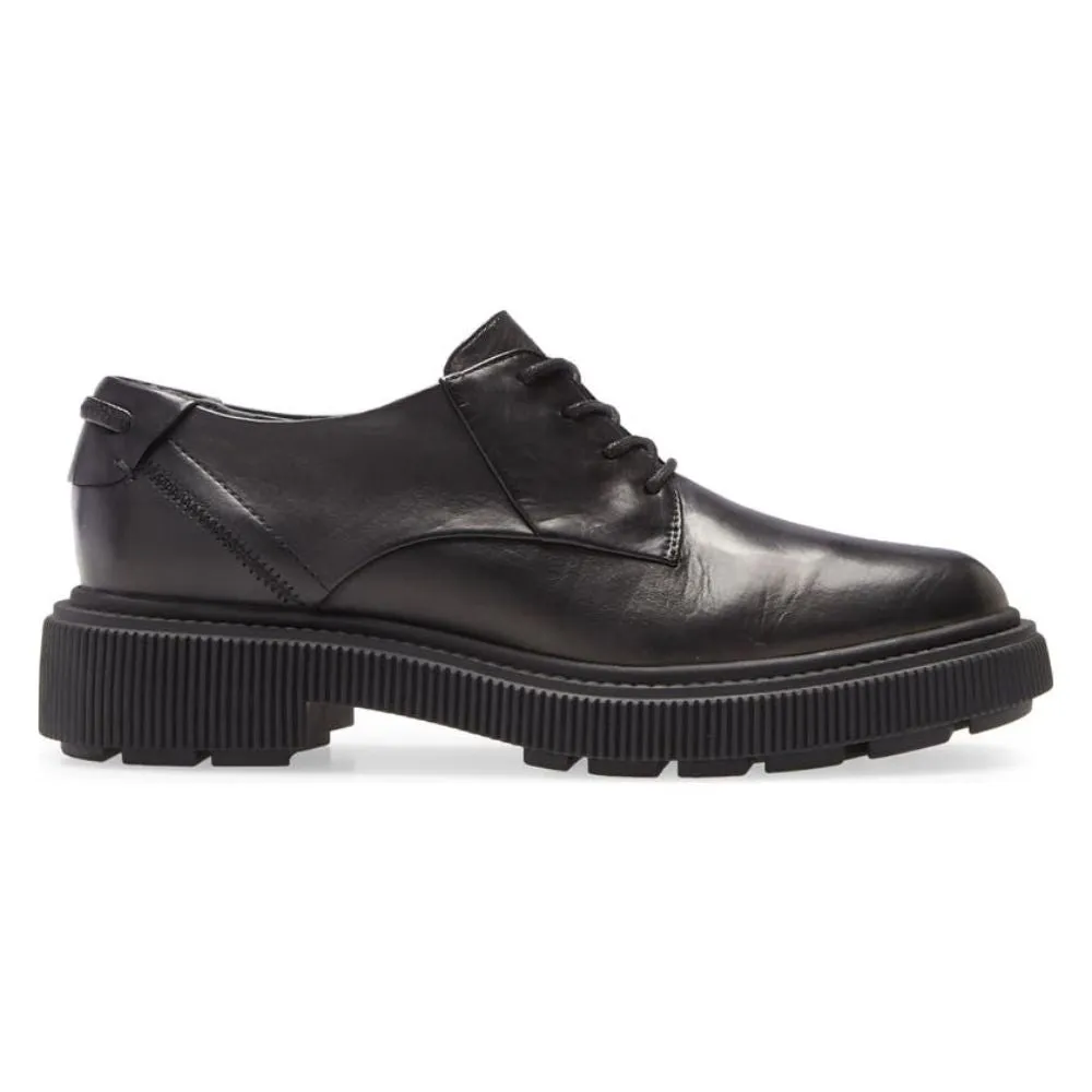 Jaci Black Leather Franco Sarto Oxford Flats