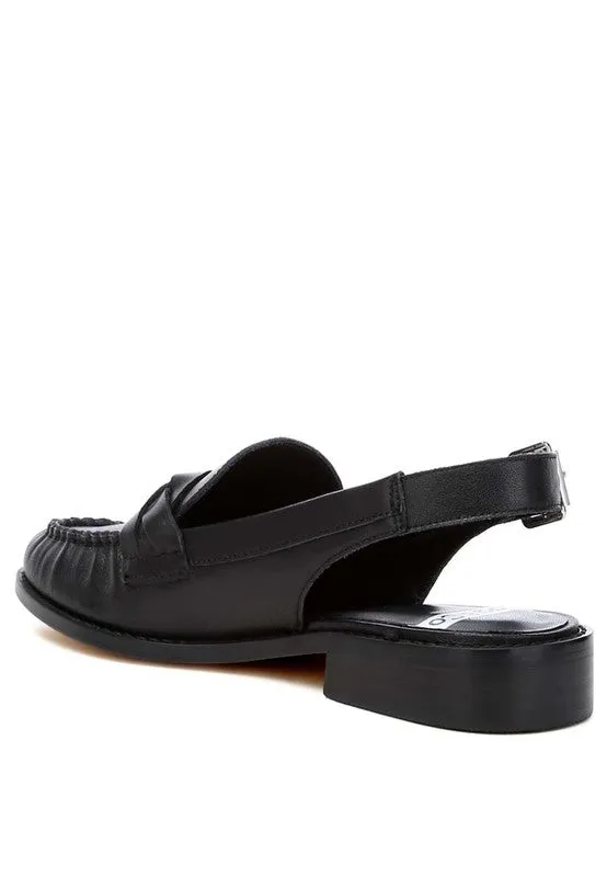 Jemykin Black Genuine Leather Loafer Sandals