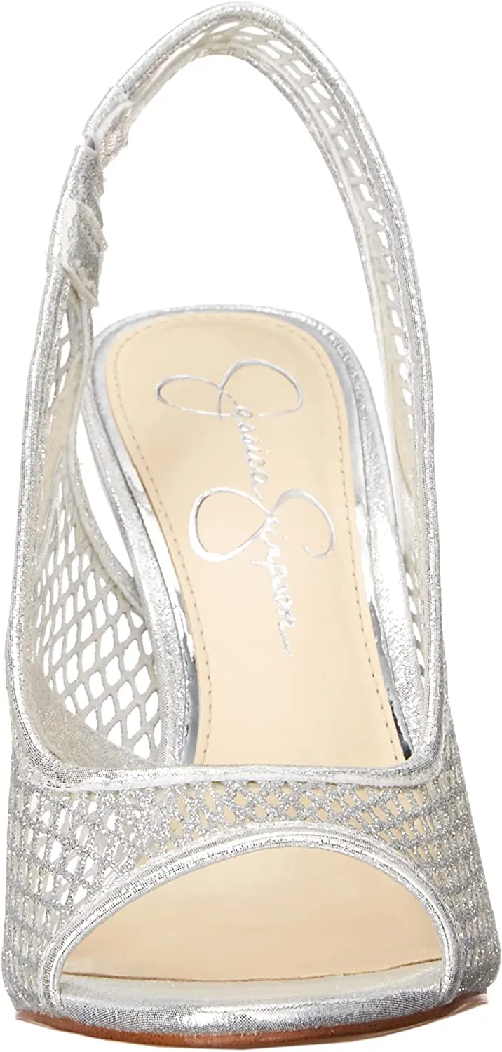 Jessica Simpson Jaisey Clear/Silver Peep Toe Slingback Stiletto Heeled Sandals