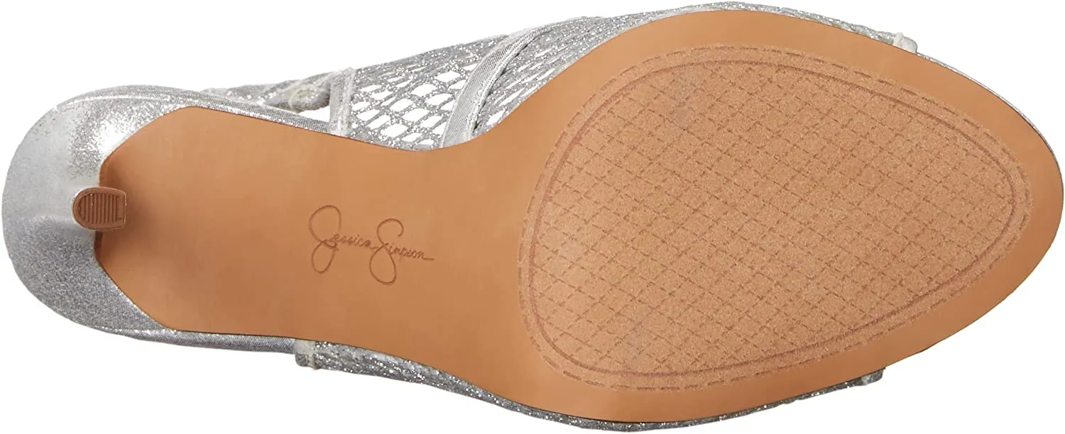 Jessica Simpson Jaisey Clear/Silver Peep Toe Slingback Stiletto Heeled Sandals