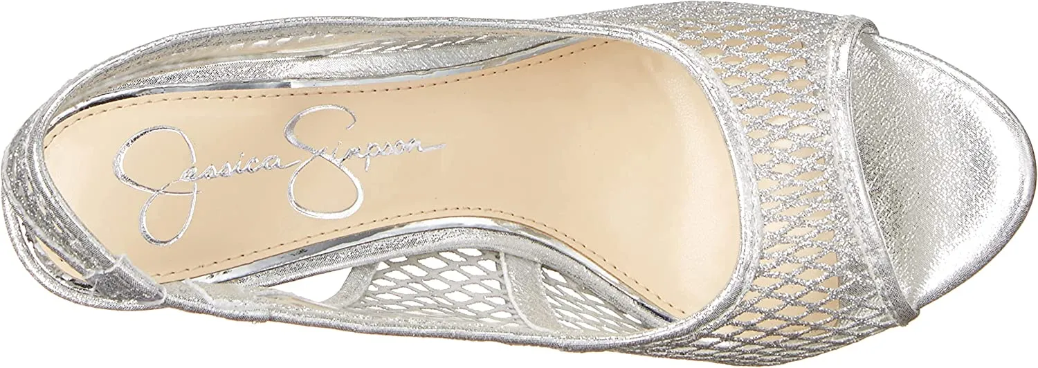 Jessica Simpson Jaisey Clear/Silver Peep Toe Slingback Stiletto Heeled Sandals
