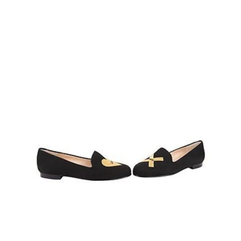 Jon Josef Womens Gatsby Love & Hate Black Linen Loafer Flat