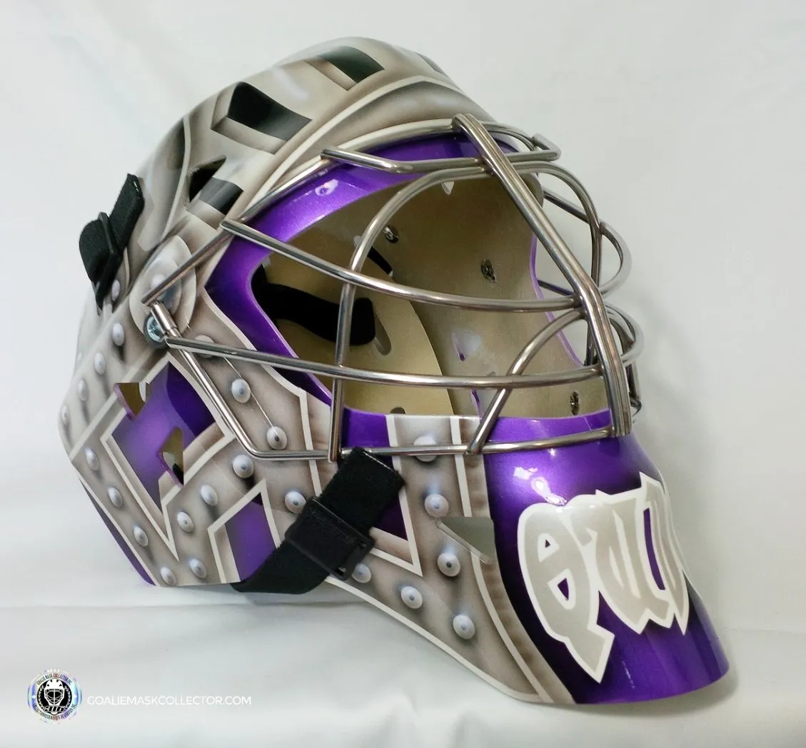 Jonathan Quick Unsigned Goalie Mask L.A. Kings Purple Tribute
