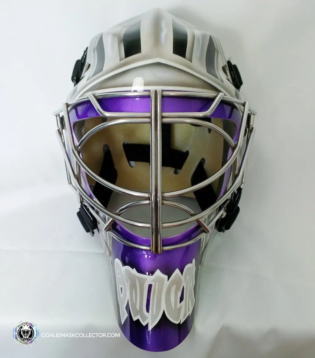 Jonathan Quick Unsigned Goalie Mask L.A. Kings Purple Tribute