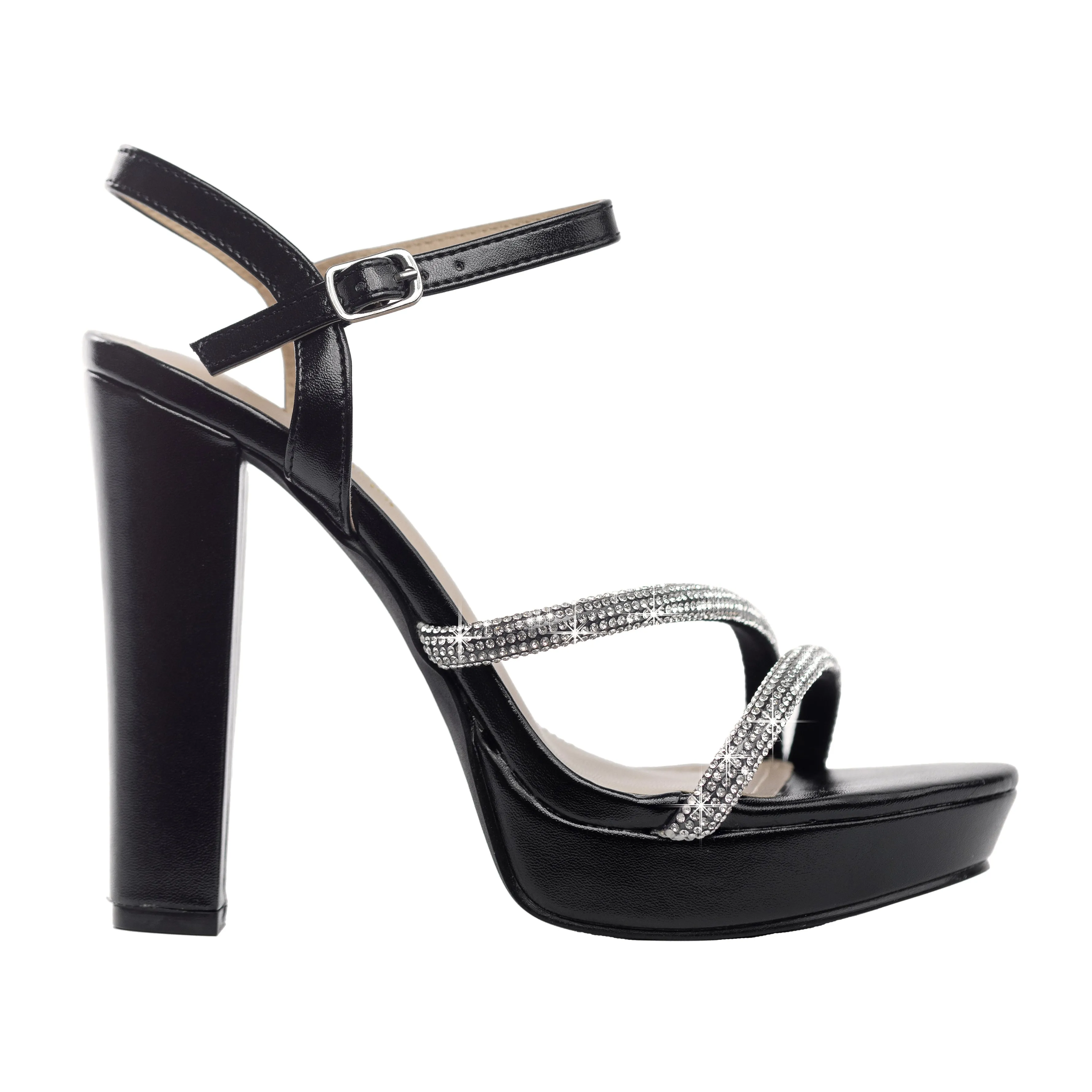 Jonetta - Embellished Ankle Strap Platform High Heels