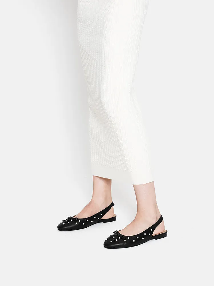 Journee Pearl Décor Bow Slingbacks