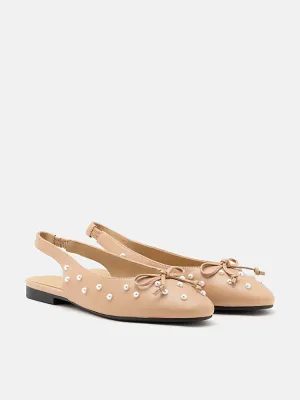 Journee Pearl Décor Bow Slingbacks