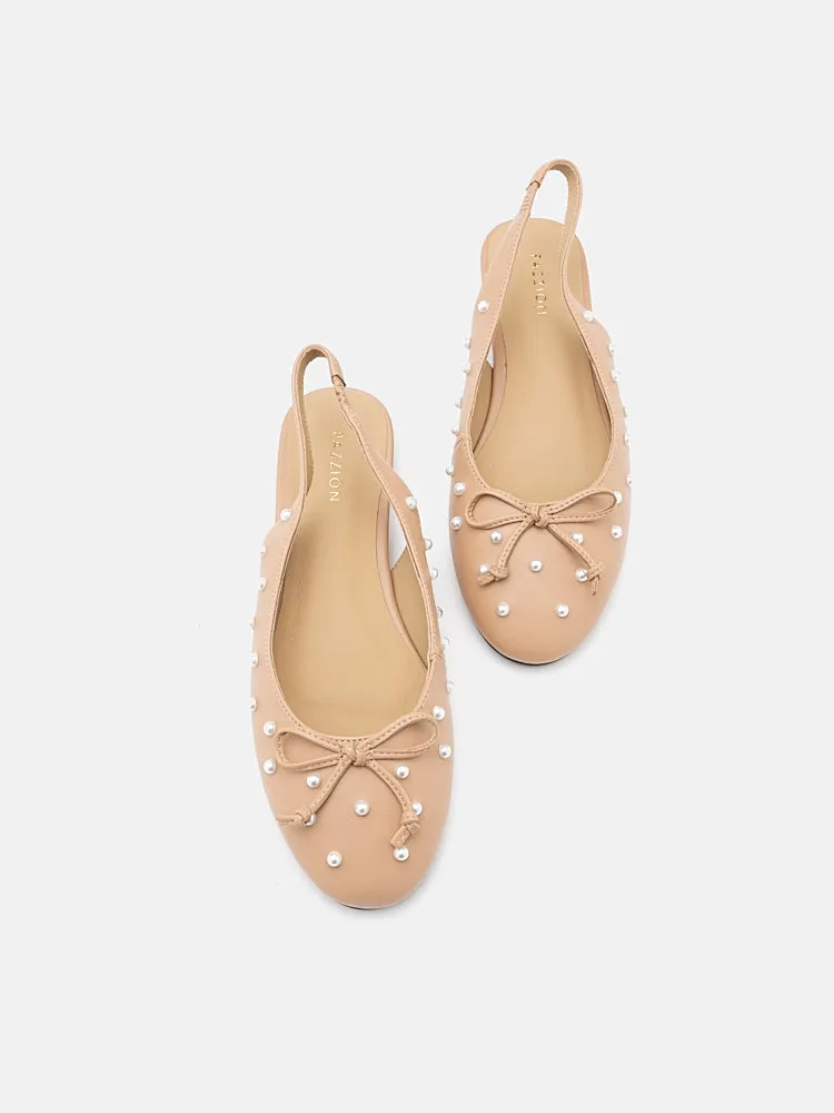 Journee Pearl Décor Bow Slingbacks