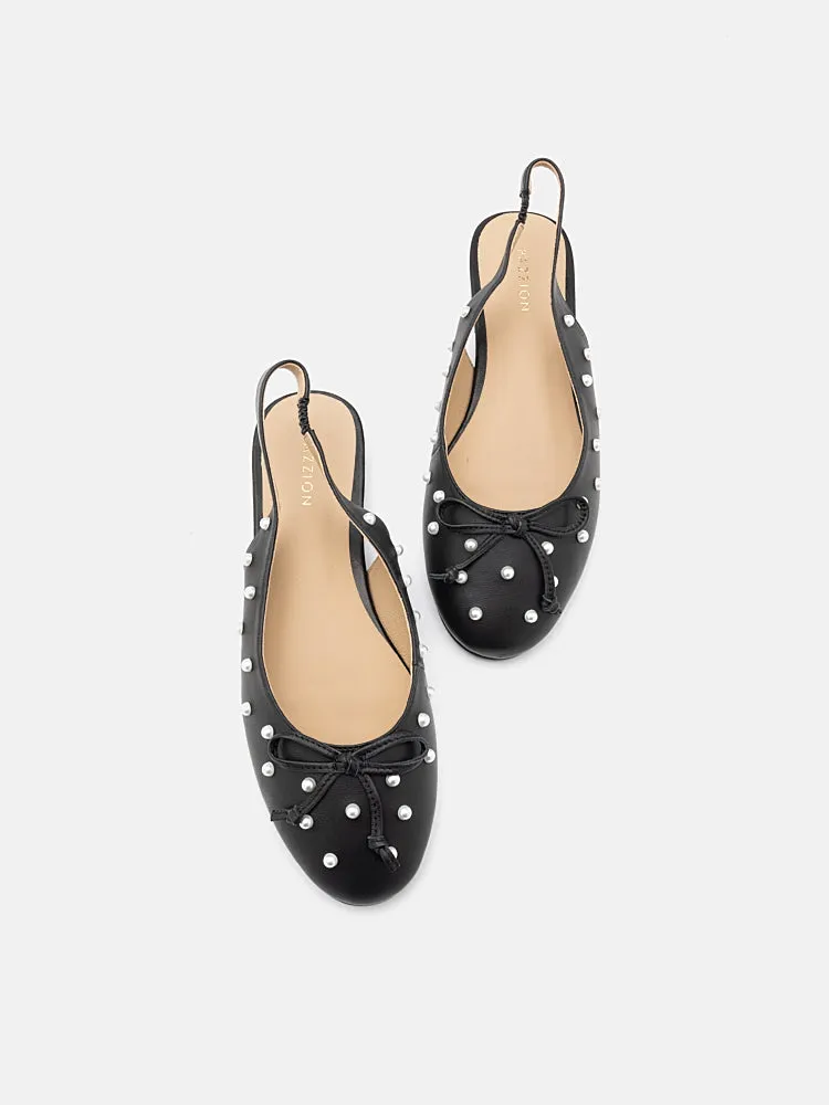 Journee Pearl Décor Bow Slingbacks