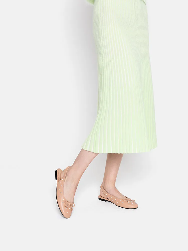 Journee Pearl Décor Bow Slingbacks