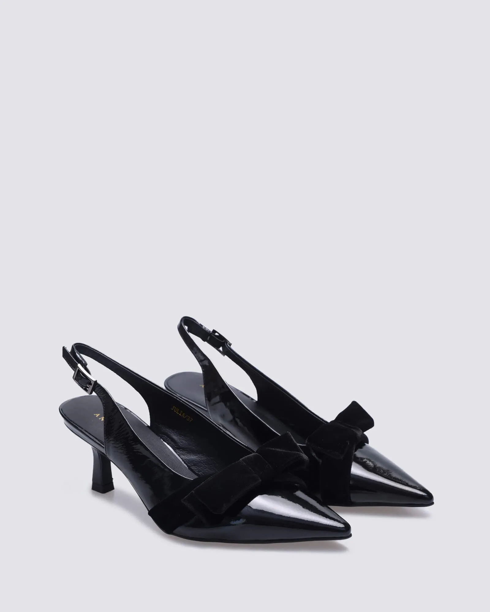 JULIA SLINGBLACK HEELS BLACK PATENT LEATHER