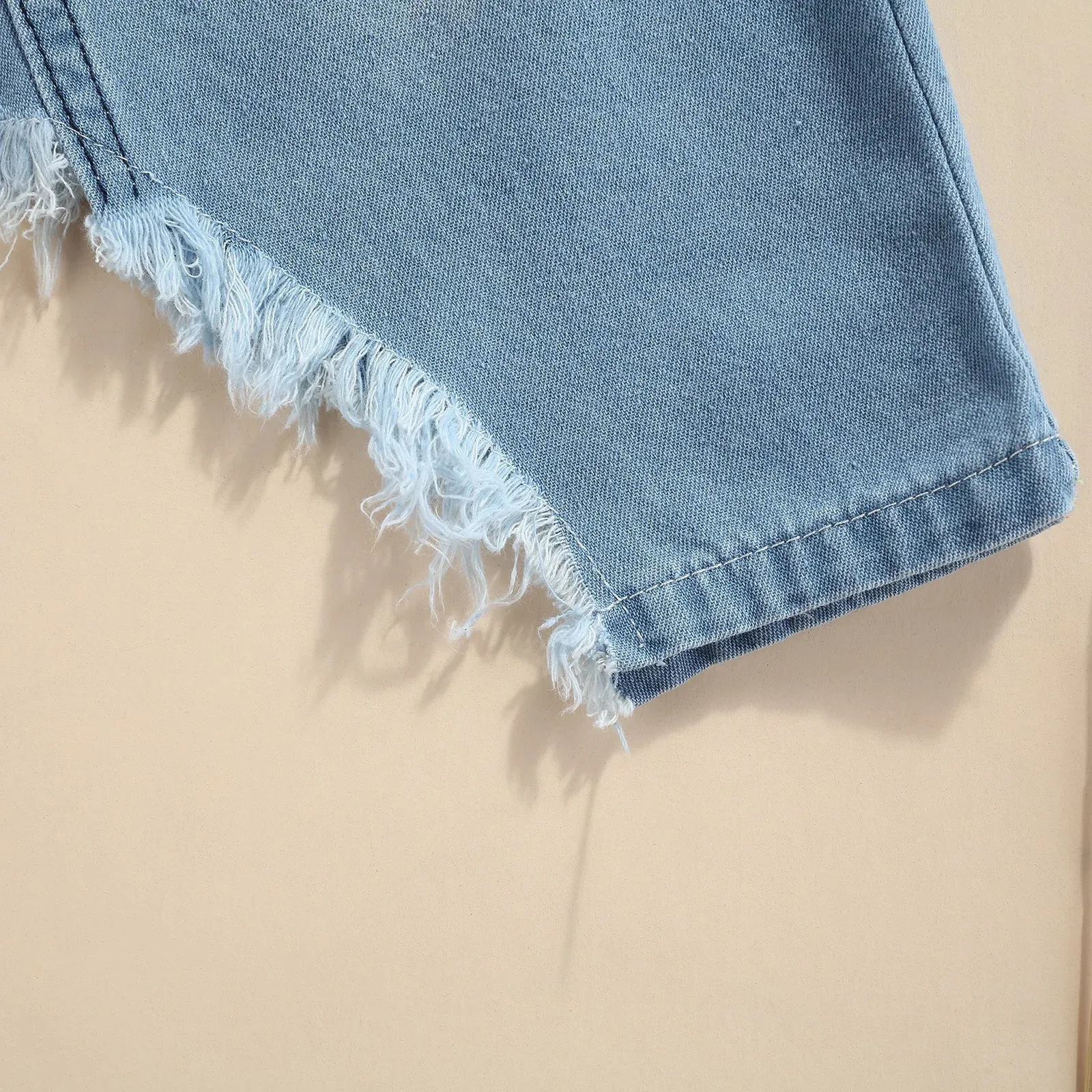 Kids Girls One Shoulder Denim Tops and Irregular Hem Skirt Set