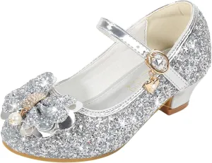 Kids Little Girls Dress Pumps Glitter Sequins Low Heels Mary Jane Party Dance Shoes Dress Shoes Toddler Girl