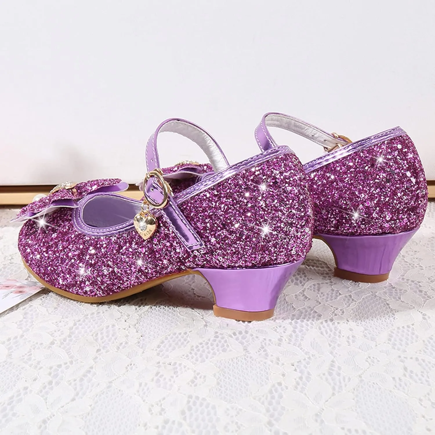 Kids Little Girls Dress Pumps Glitter Sequins Low Heels Mary Jane Party Dance Shoes Dress Shoes Toddler Girl